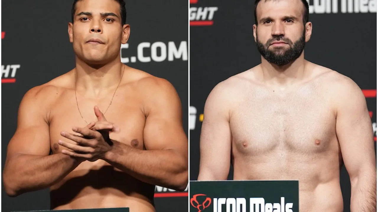 Octógono do UFC vazio com luzes destacando o centro, simbolizando reorganização de cronograma de lutas pelo cinturão