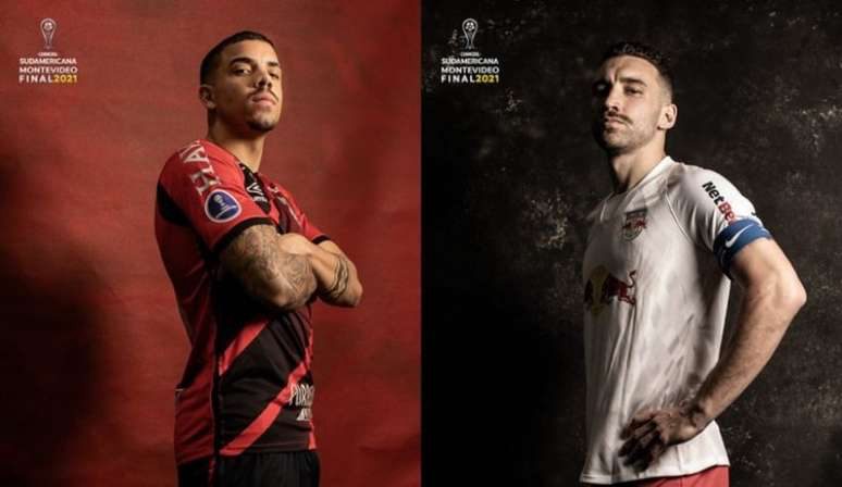 Jogadores jovens do Red Bull Bragantino comemorando gol na Copa Sul-Americana