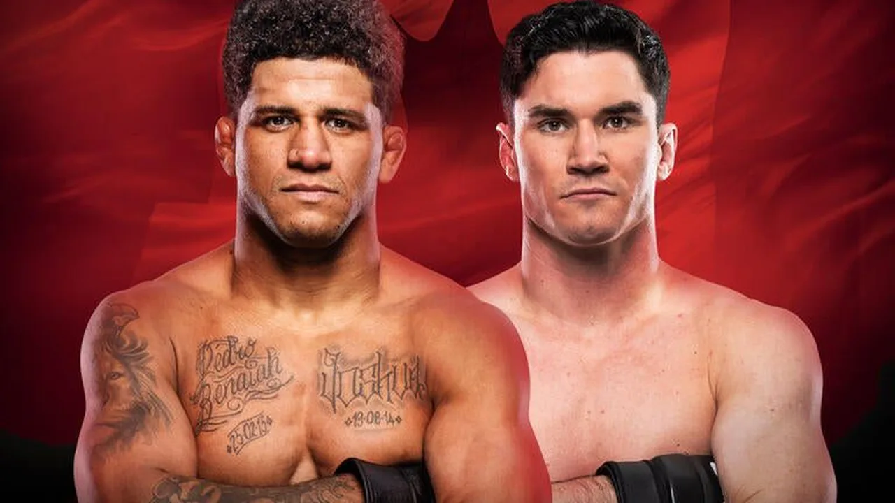 Mike Malott celebra vitória por TKO sobre Gilbert Burns no octógono do UFC Winnipeg