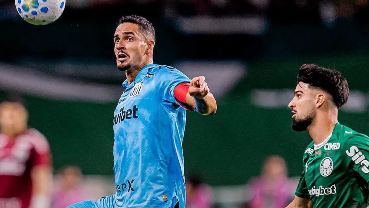 Rollheiser e Gabigol em campo pelo Santos no Allianz Parque sem Neymar no clássico contra o Palmeiras