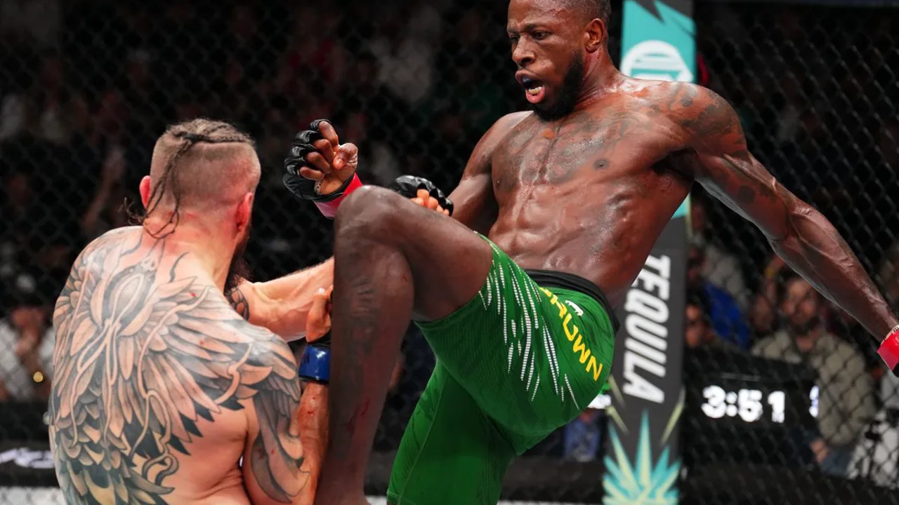 Khamzat Chimaev e Conor McGregor em posição de luta, montagem para duelo de boxe