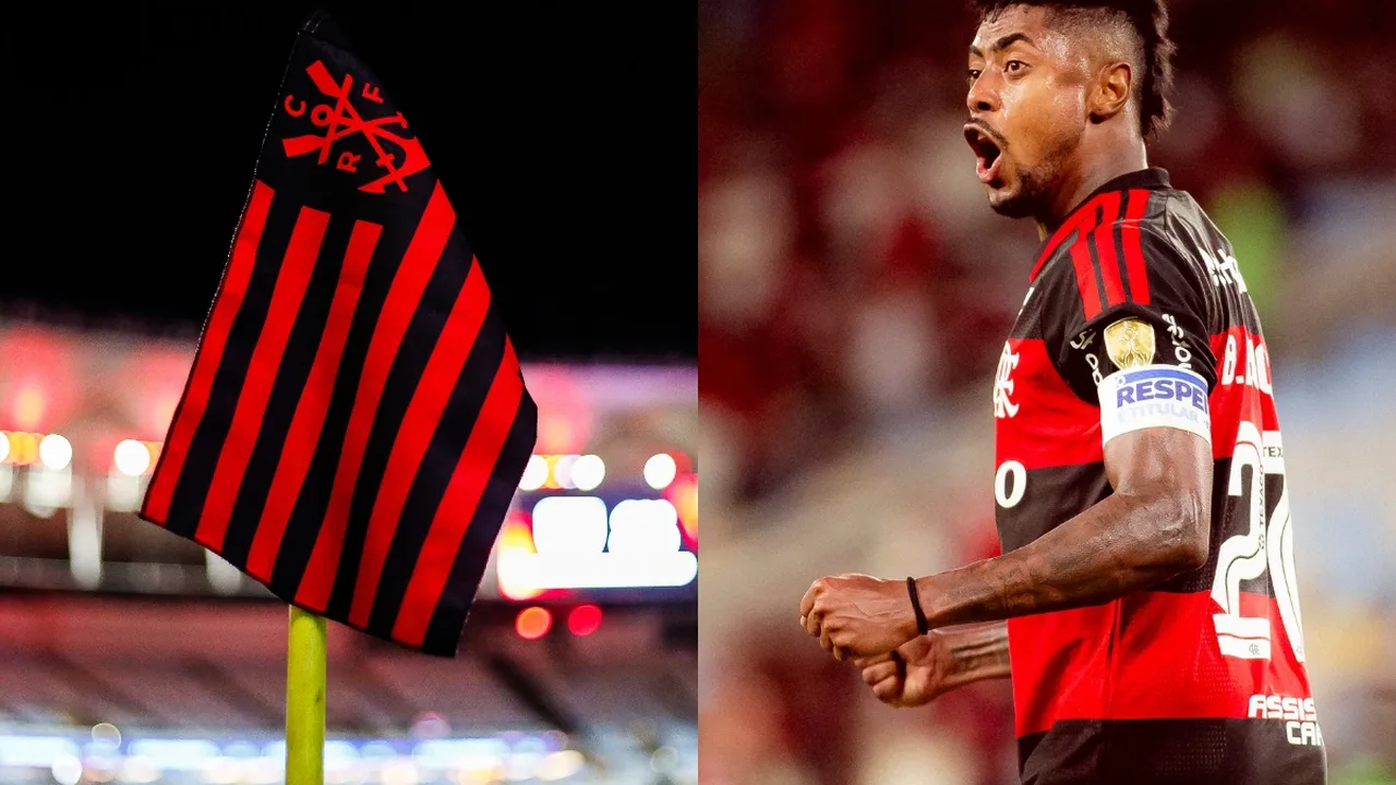 Bruno Henrique comemorando gol com a camisa do Flamengo no Maracanã pela Libertadores 2026