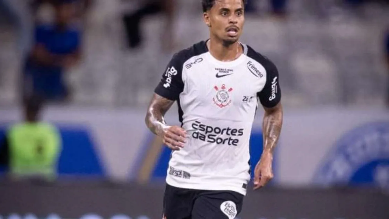 Jogadores do Corinthians no estádio El Campín em Bogotá, com altitude visível no horizonte andino