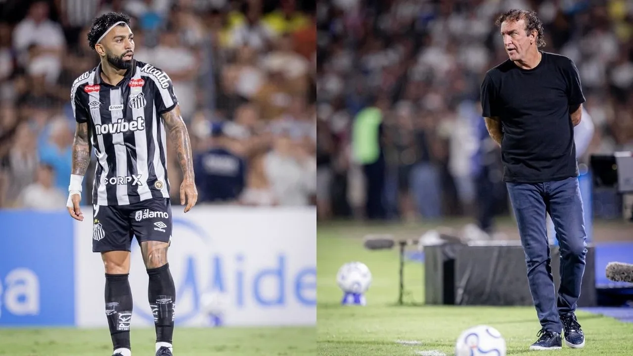 Gabigol com a camisa do Santos em campo durante partida do Brasileirão 2026