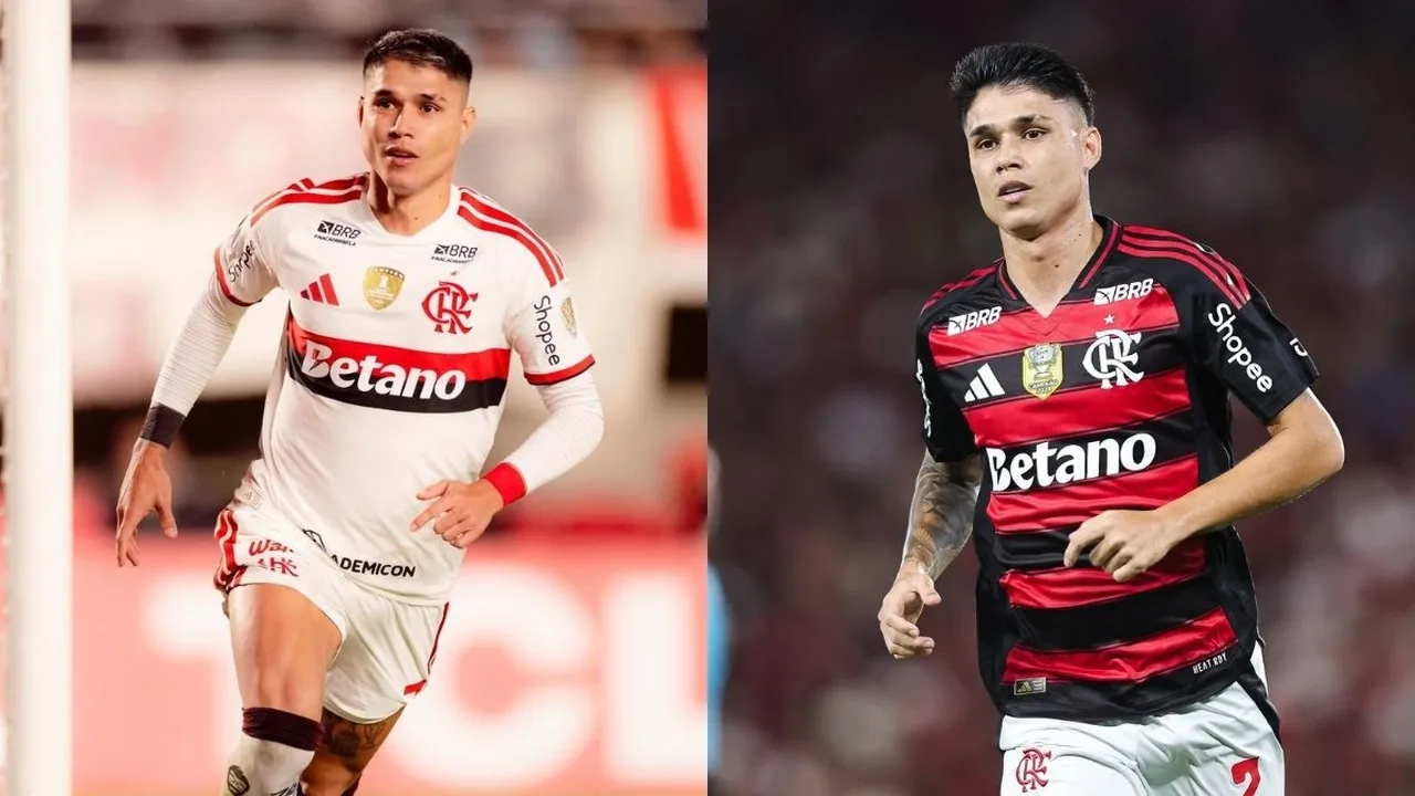 Luiz Araújo com a camisa do Flamengo em campo durante partida do Brasileirão 2026