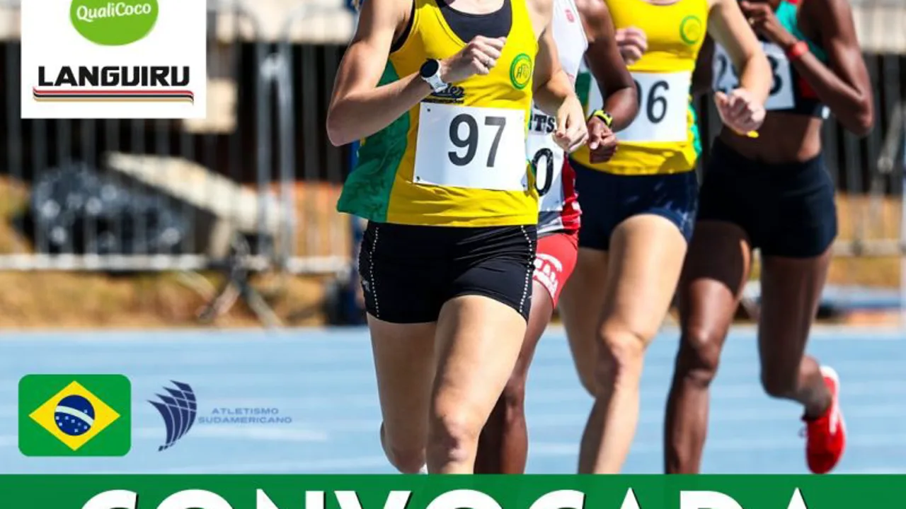 Jaqueline Weber em prova de 1500m com uniforme da Seleção Brasileira de Atletismo