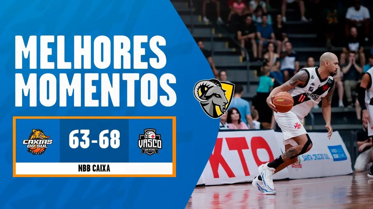 Quadra do Ginásio do Sesi durante partida do NBB entre Caxias do Sul e Vasco em fevereiro de 2025