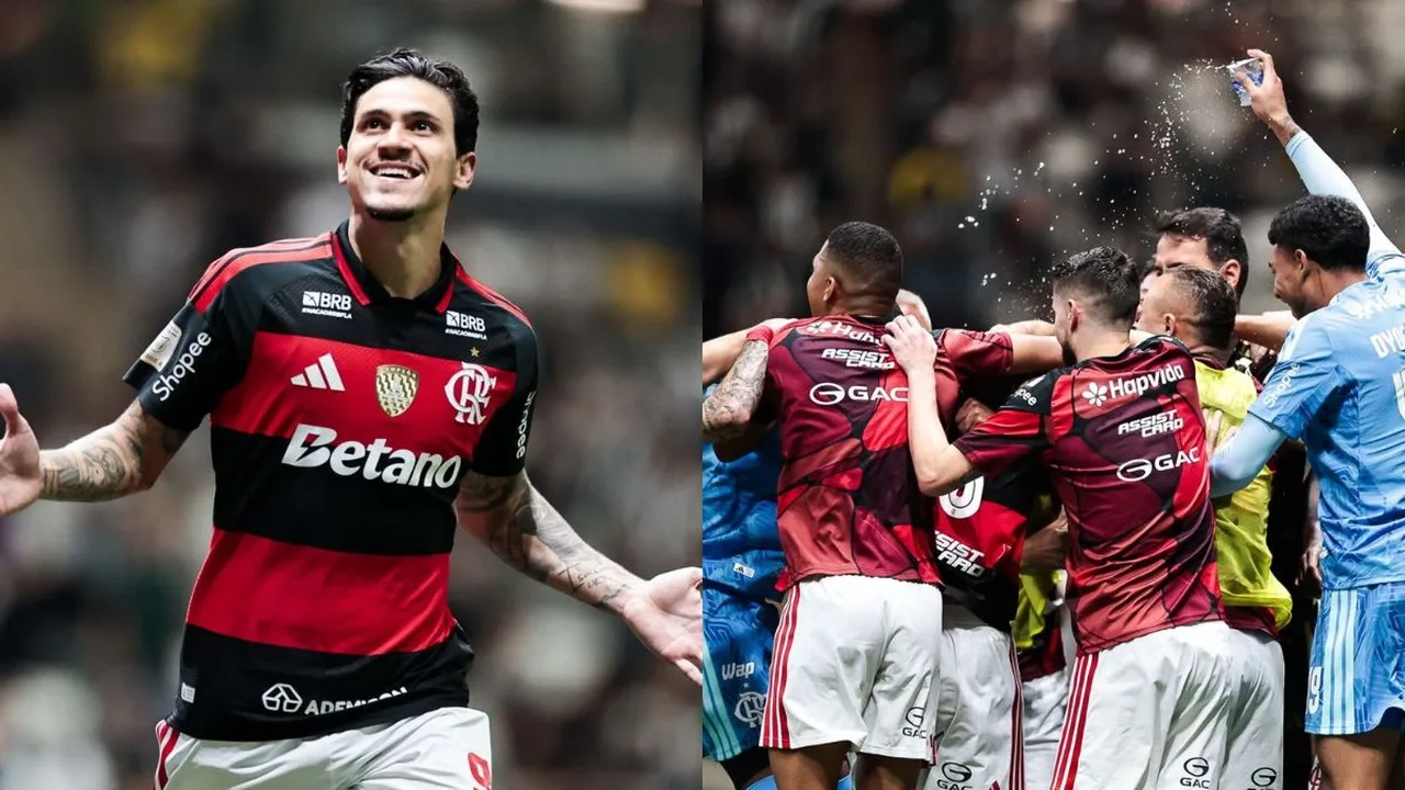Pedro, centroavante do Flamengo, em posição de ataque durante partida do Brasileirão 2026