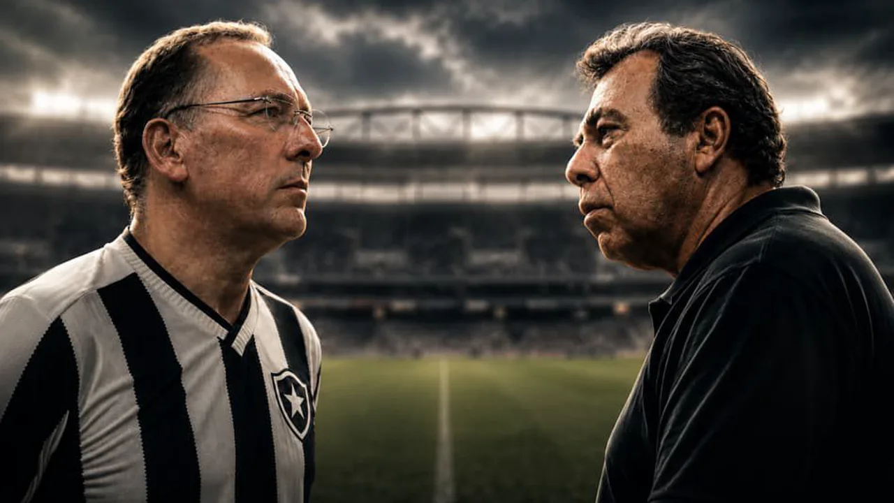 John Textor em frente ao Estádio Nilton Santos, com expressão séria, representando a crise na SAF do Botafogo