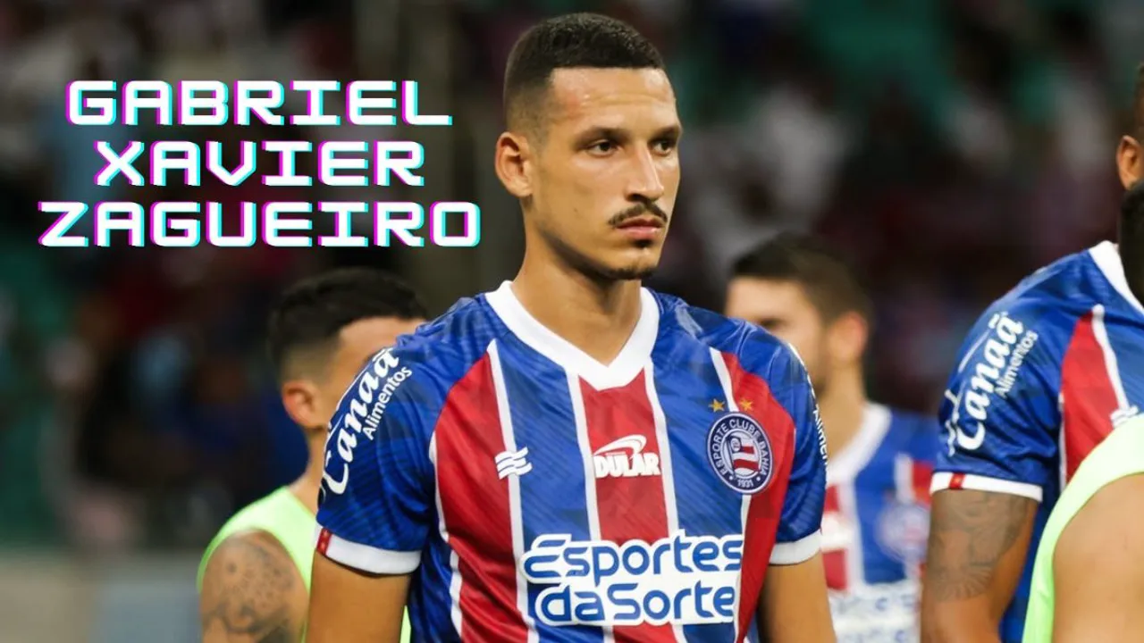 Gabriel Xavier, zagueiro do Bahia, camisa 3, em ação defensiva no Brasileirão Série A 2026