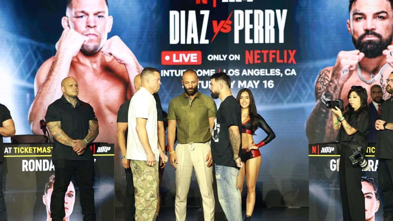 Ronda Rousey e Gina Carano frente a frente no Intuit Dome em Inglewood para card da MVP no Netflix