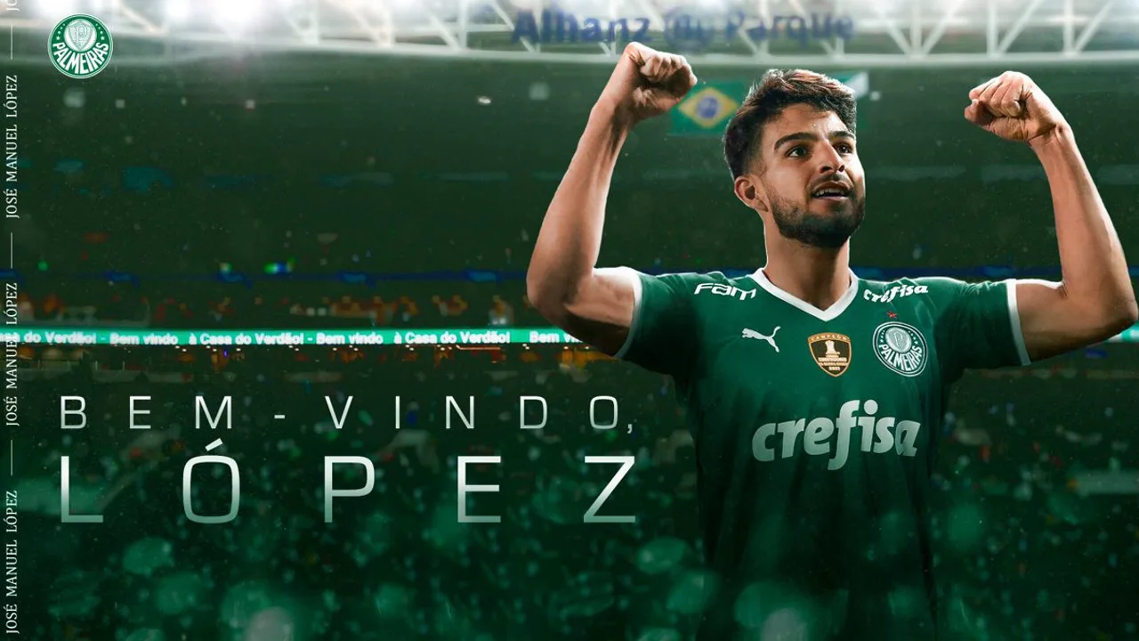 José Manuel López, atacante do Palmeiras, em ação pelo Brasileirão Série A 2026