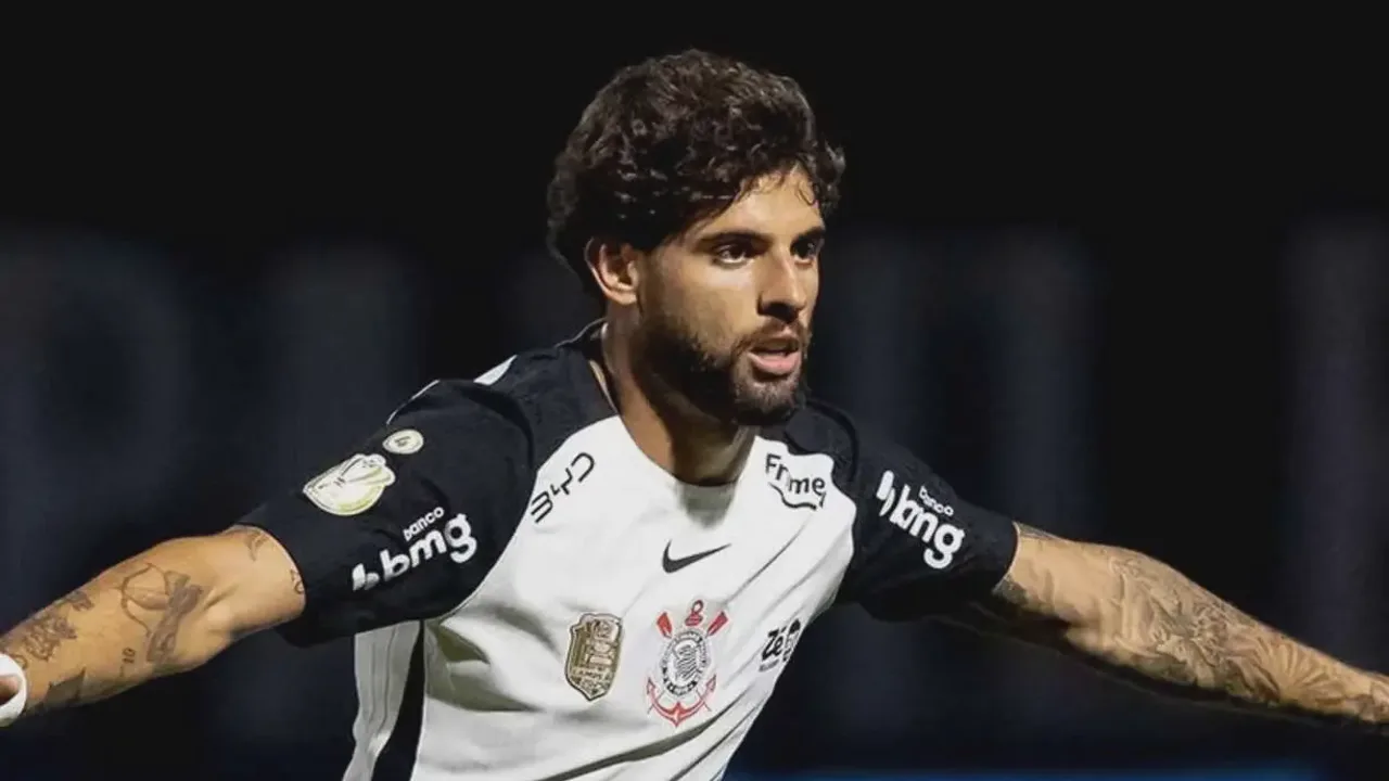 Yuri Alberto comemorando gol com a camisa do Corinthians na Neo Química Arena
