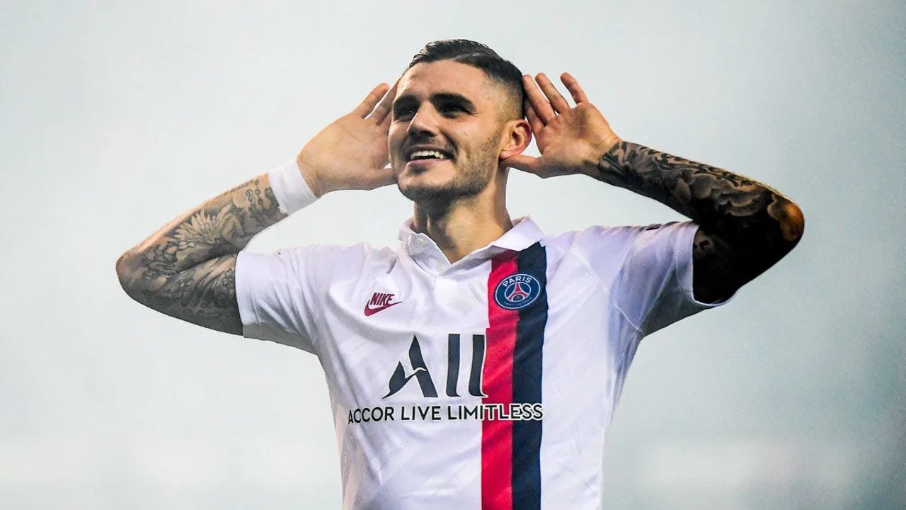 Mauro Icardi, centroavante argentino de 33 anos, com a camisa 9 em campo pela Champions League
