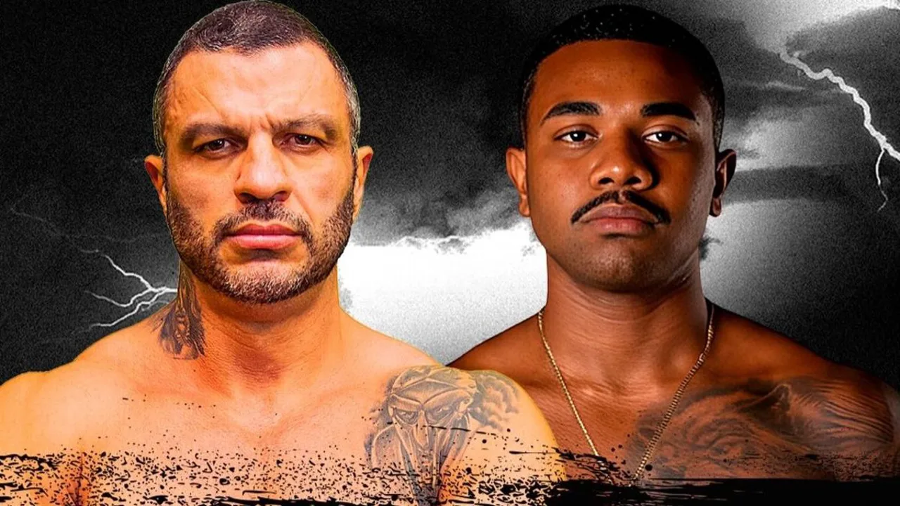 Bambam e Davi Brito frente a frente antes do Fight Music Show 8 em São Paulo, maio de 2026
