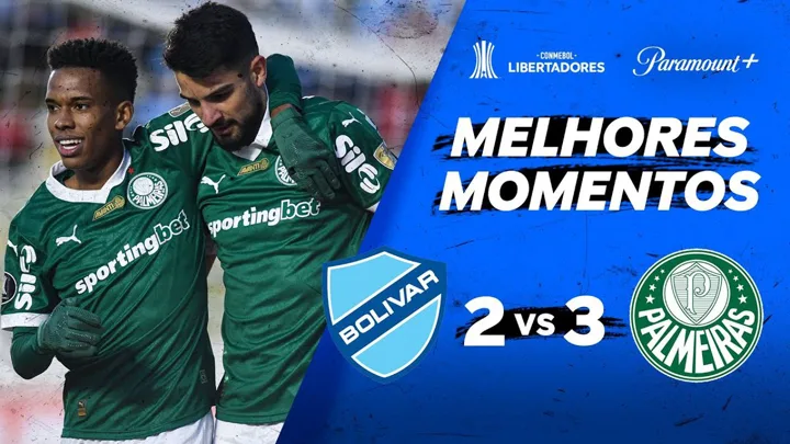 Jogadores do Palmeiras comemoram gol no Estádio Hernando Siles em La Paz, Bolívia, durante a Copa Libertadores 2025