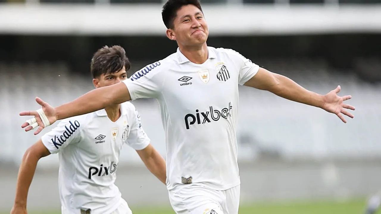 Jogadores do Santos na Vila Belmiro durante partida do Brasileirão 2026 com torcida ao fundo