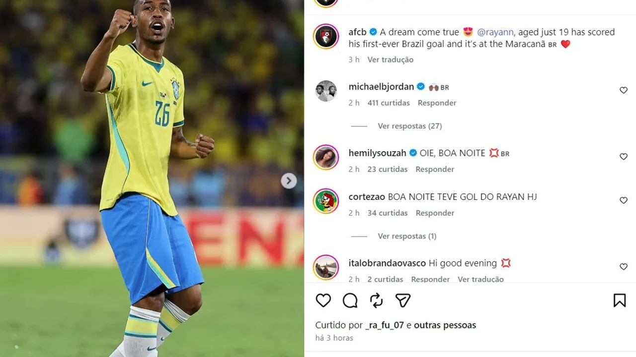 Rayan comemora gol pela Seleção Brasileira no Maracanã contra o Panamá em amistoso de preparação para a Copa do Mundo