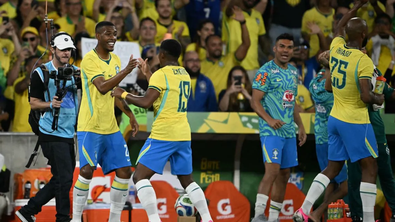Rayan, Endrick e Igor Thiago juntos no treino da Seleção Brasileira em Morristown, Nova Jersey, junho de 2026
