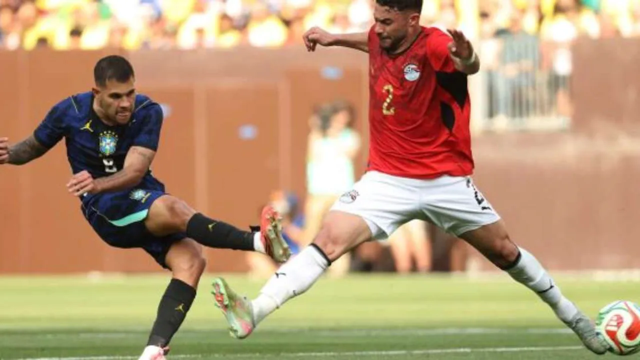 Endrick comemora gol decisivo pela Seleção Brasileira contra o Egito em amistoso em Cleveland antes da Copa do Mundo