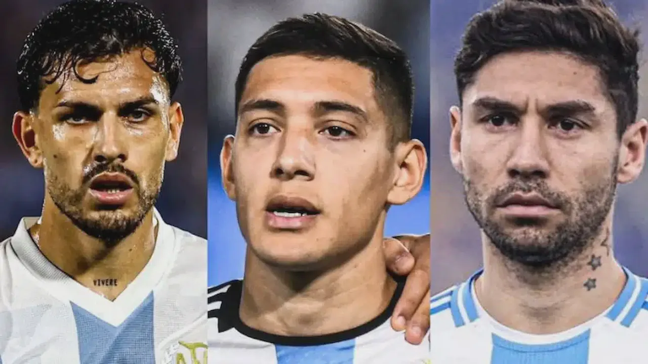 Jogadores da Argentina no treino preparatório para a Copa do Mundo 2026, com comissão técnica observando
