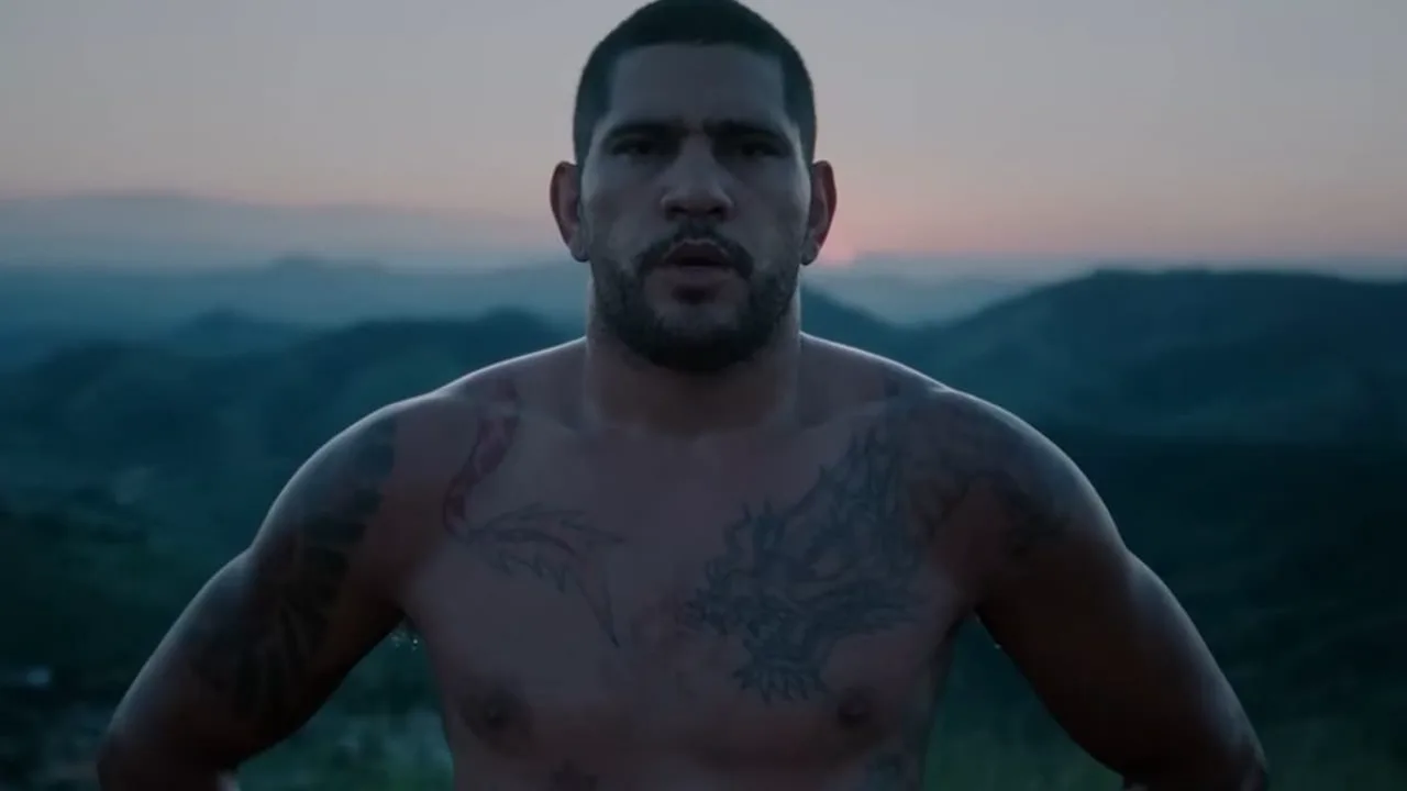 Alex Pereira em pose de combate durante divulgação do UFC Freedom 250 nos jardins da Casa Branca em Washington D.C.