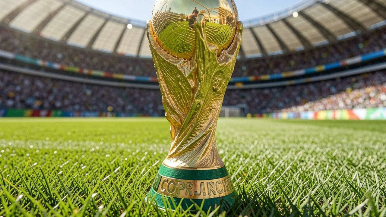 Estúdio da TV Globo com telão exibindo jogo da Copa do Mundo enquanto grade de novelas é alterada