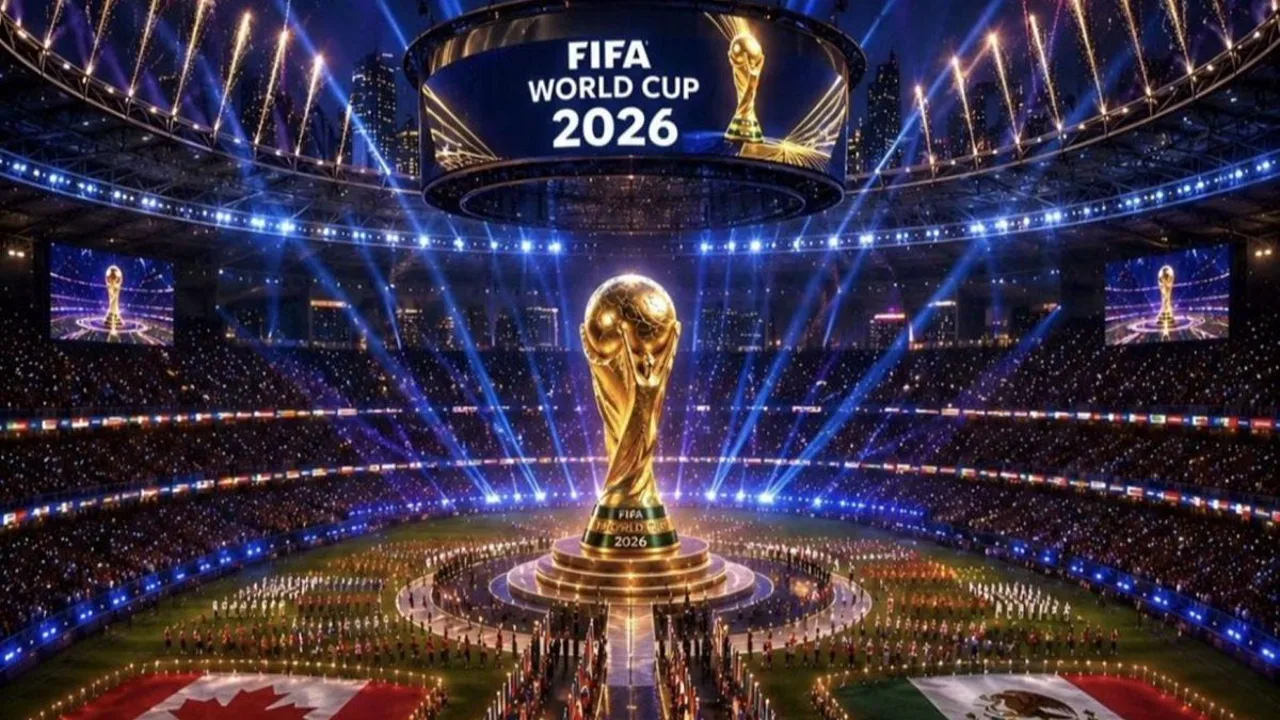Diogo Defante apresentando a Copa do Mundo 2026 na CazéTV com postura séria em frente a câmera