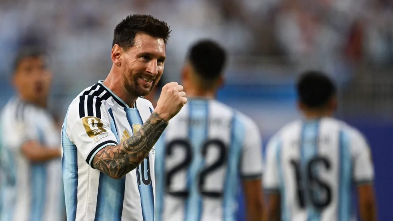 Lionel Messi comemora hat-trick contra a Argélia no Arrowhead Stadium na Copa do Mundo 2026