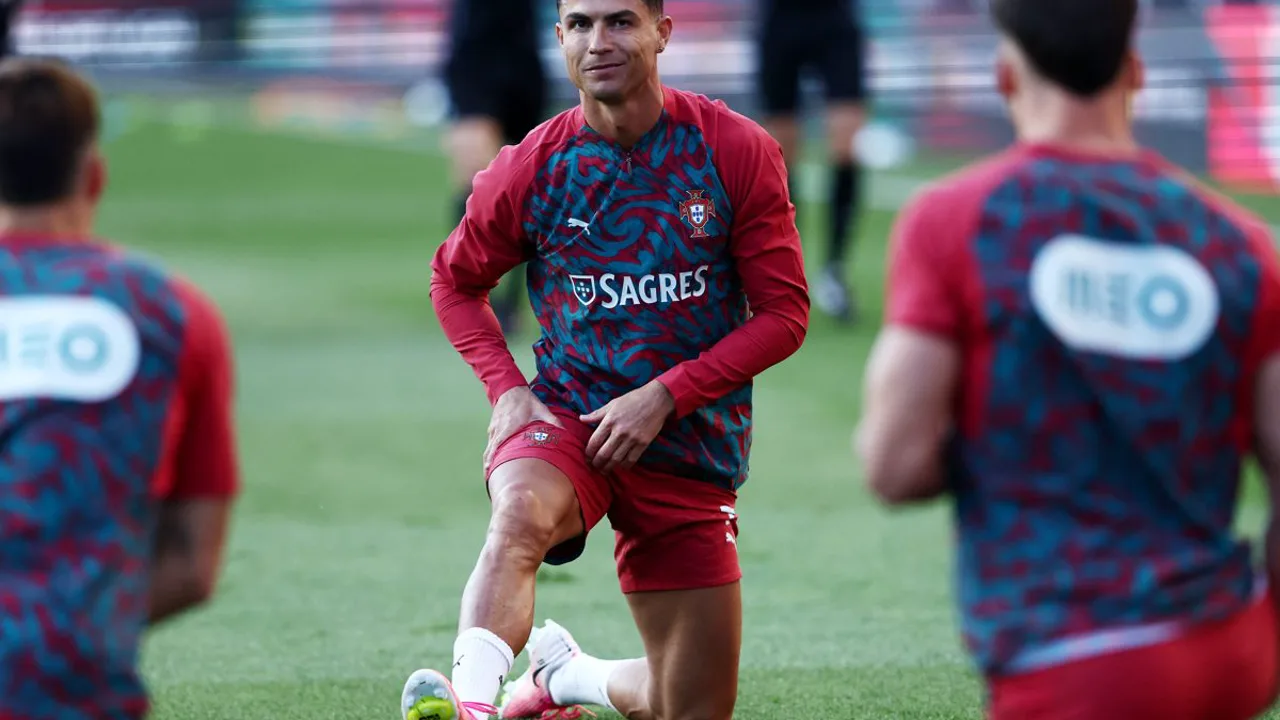 Cristiano Ronaldo em treino da seleção de Portugal antes da estreia na Copa do Mundo 2026 em Houston