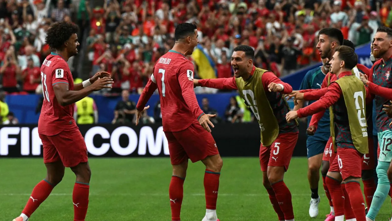Cristiano Ronaldo comemorando gol pela seleção portuguesa na Copa do Mundo 2026 em Houston