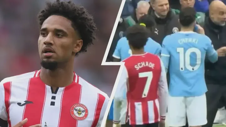 Kevin Schade pelo Brentford e Bryan Mbeumo pelo Manchester United em ação na Premier League 2025/2026