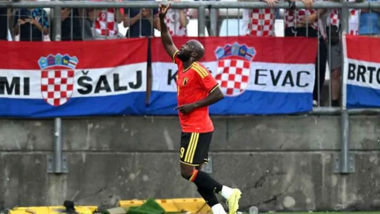 Romelu Lukaku comemorando gol com a camisa da seleção belga na Copa do Mundo 2026