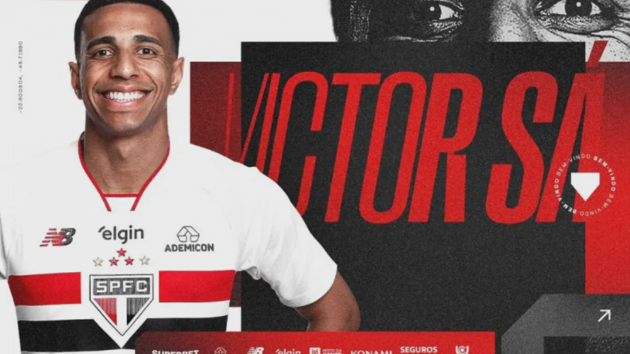 Victor Sá, atacante do São Paulo, em ação durante partida do Brasileirão Série A de 2026