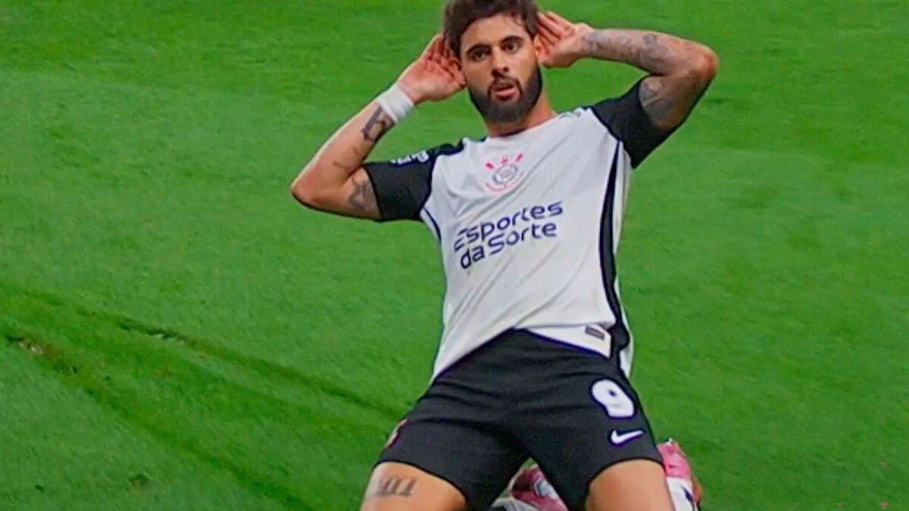 Yuri Alberto comemora gol pela Arena Corinthians diante do Remo no Brasileirão Série A 2026