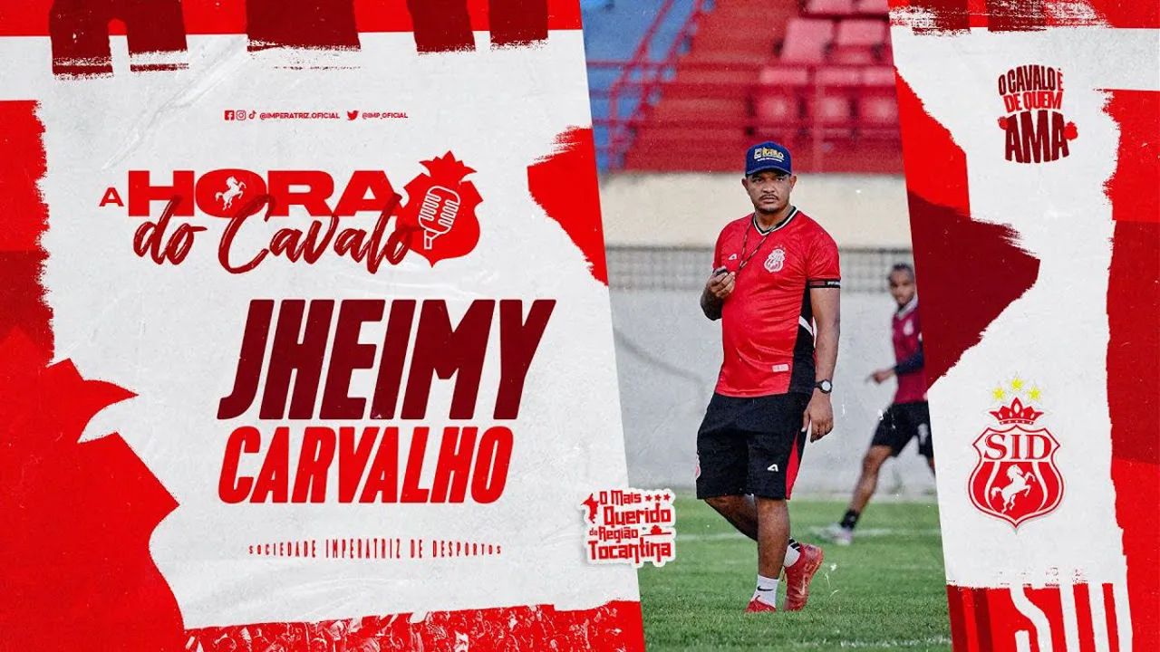 Jheimy, treinador do Imperatriz, observa o jogo durante partida da Copa do Nordeste 2026