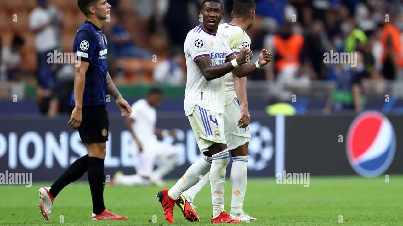 David Alaba pelo Real Madrid e Nico O'Reilly pelo Manchester City em duelo de zagueiros na Champions League 2025/26